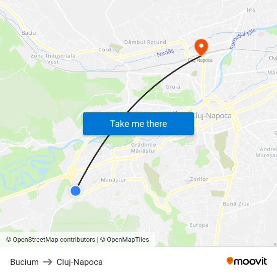 Bucium to Cluj-Napoca map