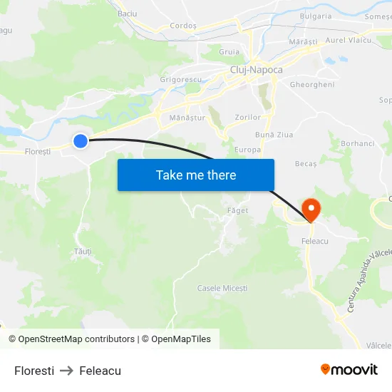 Floresti to Feleacu map