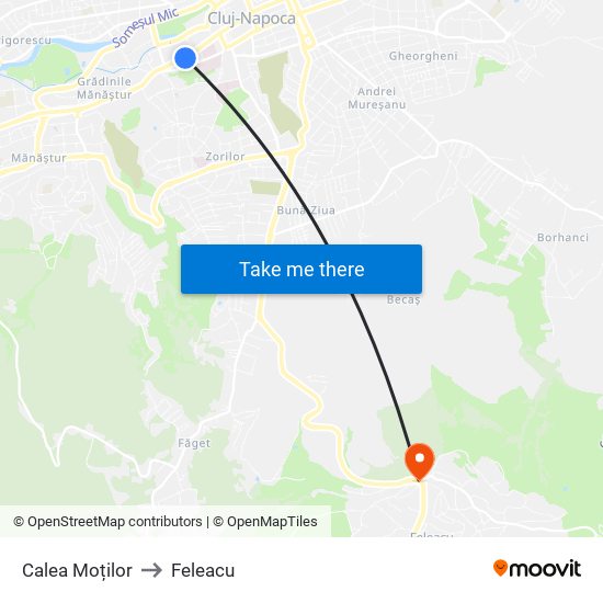 Calea Moților to Feleacu map
