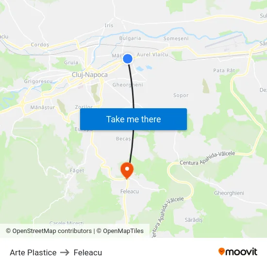Arte Plastice to Feleacu map