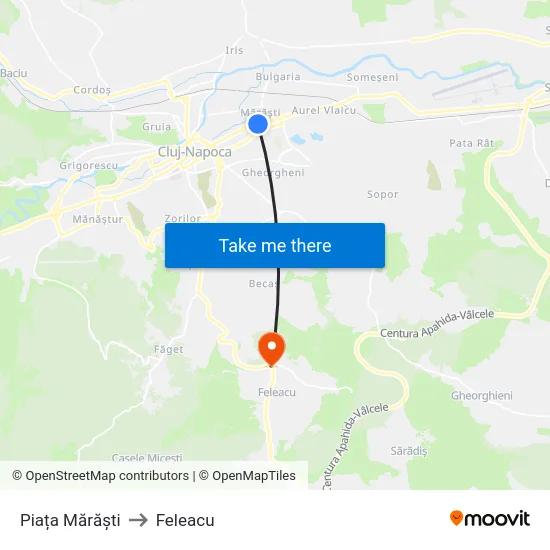 Piața Mărăști to Feleacu map
