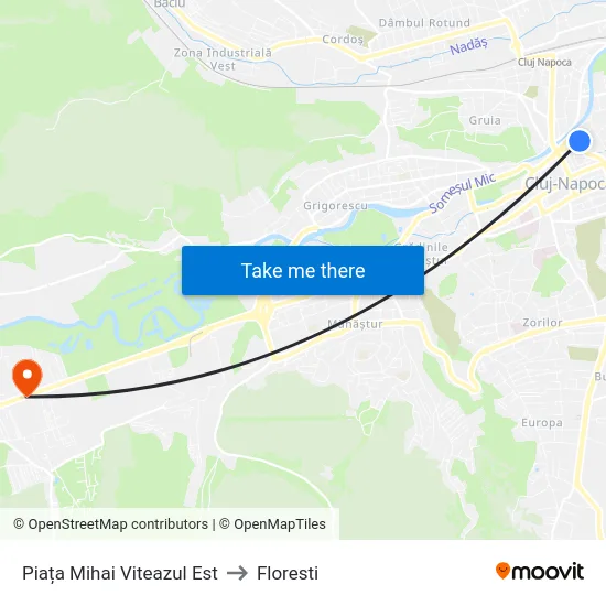 Piața Mihai Viteazul Est to Floresti map