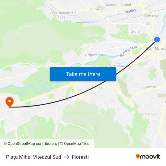 Piața Mihai Viteazul Sud to Floresti map