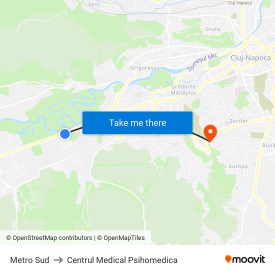 Metro Sud to Centrul Medical Psihomedica map