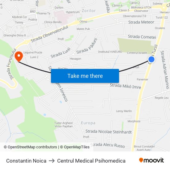 Constantin Noica to Centrul Medical Psihomedica map