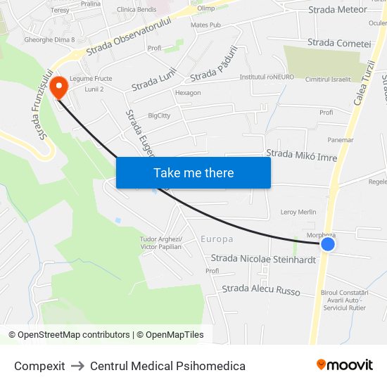 Compexit to Centrul Medical Psihomedica map