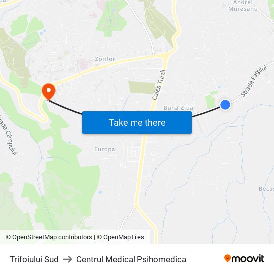 Trifoiului Sud to Centrul Medical Psihomedica map