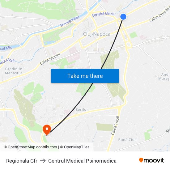 Regionala Cfr to Centrul Medical Psihomedica map