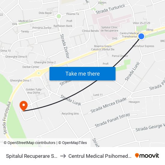 Spitalul Recuperare Sud to Centrul Medical Psihomedica map