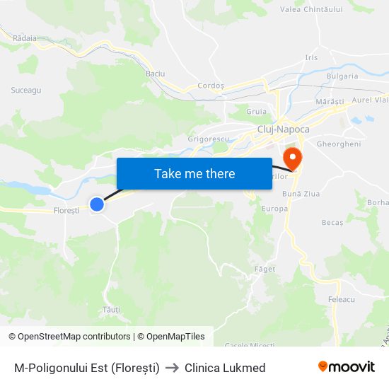 M-Poligonului Est (Florești) to Clinica Lukmed map
