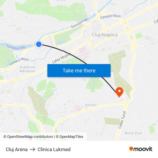 Cluj Arena to Clinica Lukmed map