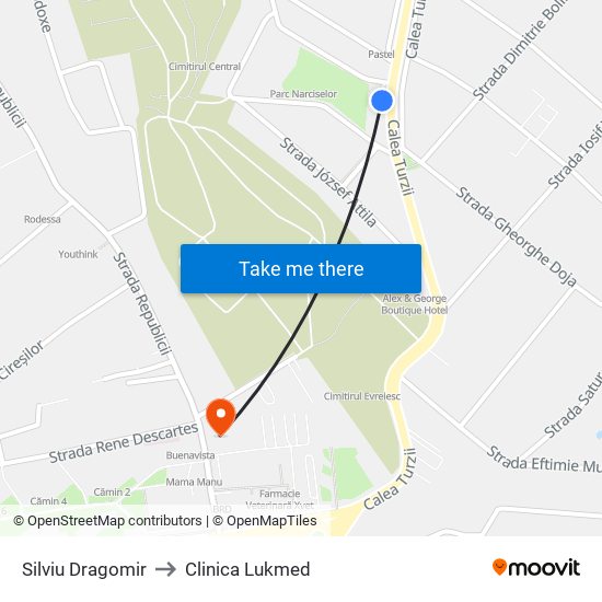 Silviu Dragomir to Clinica Lukmed map