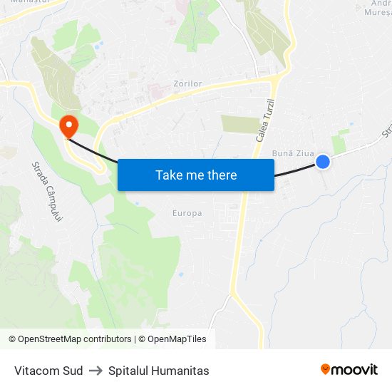 Vitacom Sud to Spitalul Humanitas map
