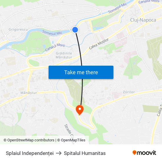 Splaiul Independenței to Spitalul Humanitas map