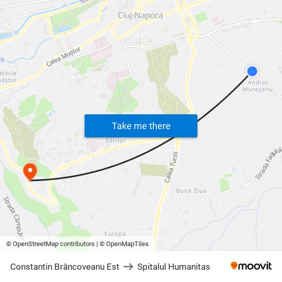 Constantin Brâncoveanu Est to Spitalul Humanitas map