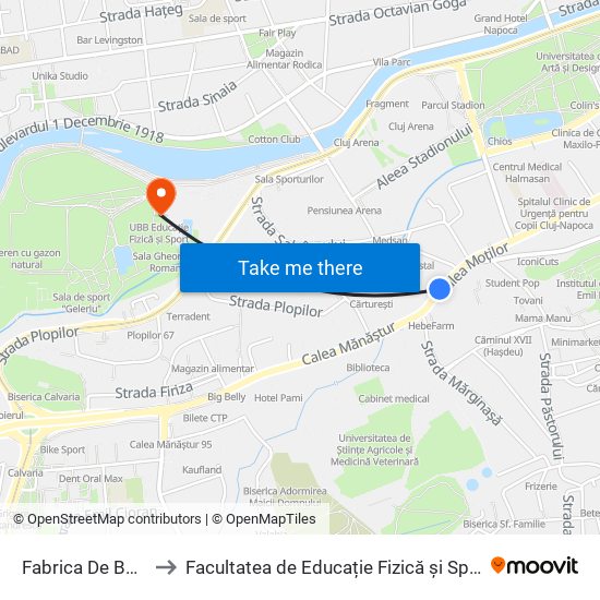 Fabrica De Bere to Facultatea de Educație Fizică și Sport map