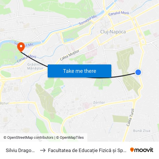 Silviu Dragomir to Facultatea de Educație Fizică și Sport map