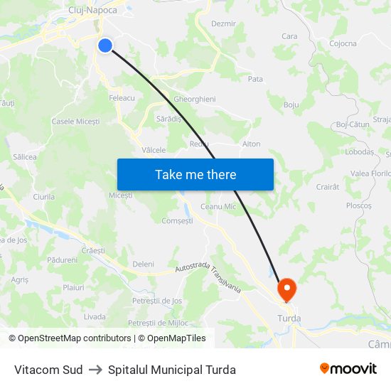 Vitacom Sud to Spitalul Municipal Turda map