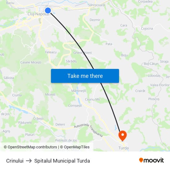 Crinului to Spitalul Municipal Turda map