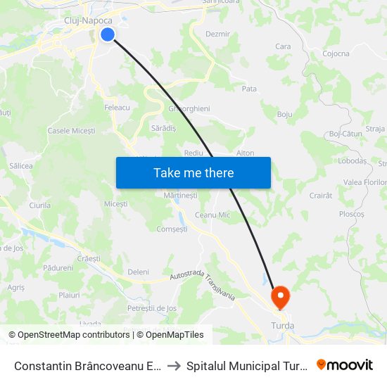 Constantin Brâncoveanu Est to Spitalul Municipal Turda map