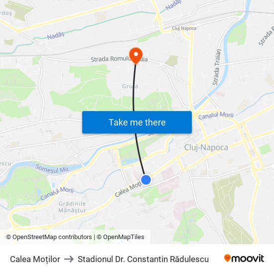 Calea Moților to Stadionul Dr. Constantin Rădulescu map