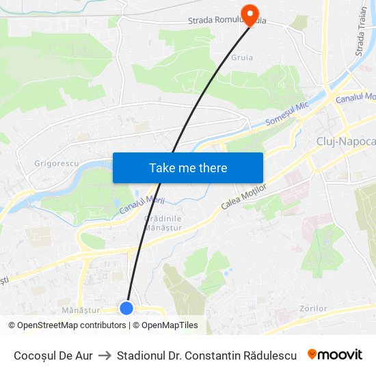 Cocoșul De Aur to Stadionul Dr. Constantin Rădulescu map