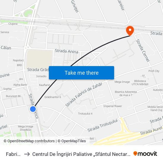Fabricii to Centrul De Îngrijiri Paliative „Sfântul Nectarie” map