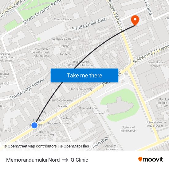 Memorandumului Nord to Q Clinic map