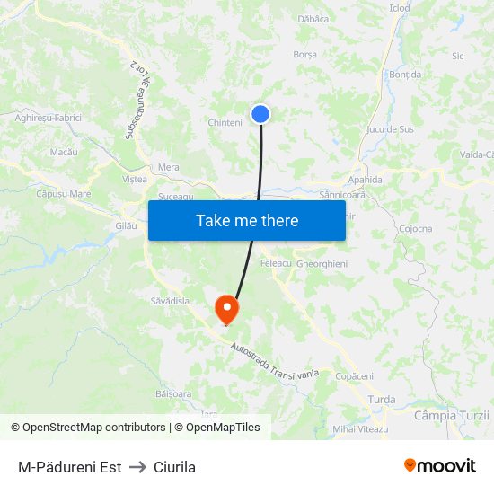 M-Pădureni Est to Ciurila map