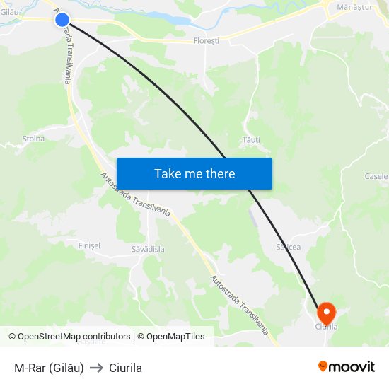 M-Rar (Gilău) to Ciurila map