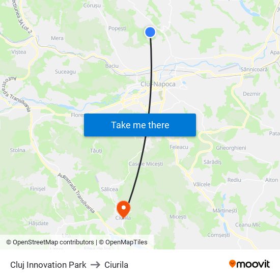 Cluj Innovation Park to Ciurila map