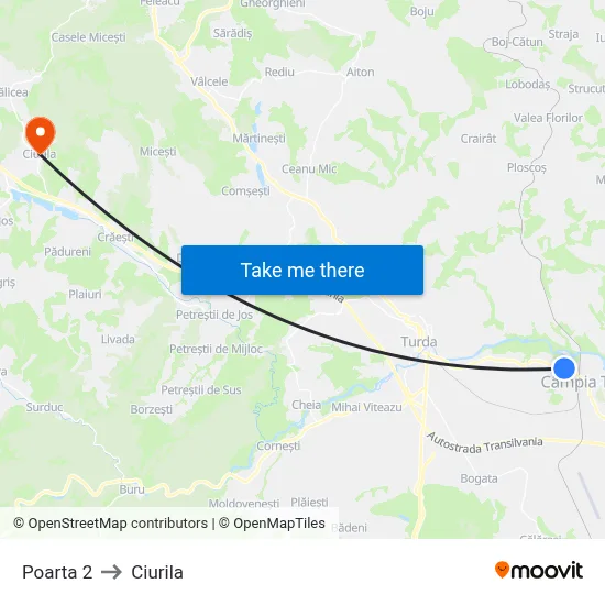 Poarta 2 to Ciurila map