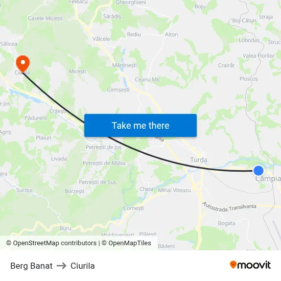 Berg Banat to Ciurila map