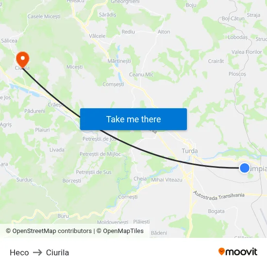 Heco to Ciurila map