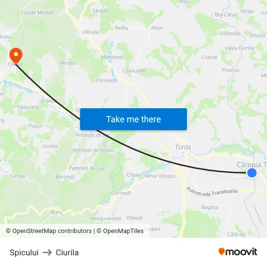 Spicului to Ciurila map