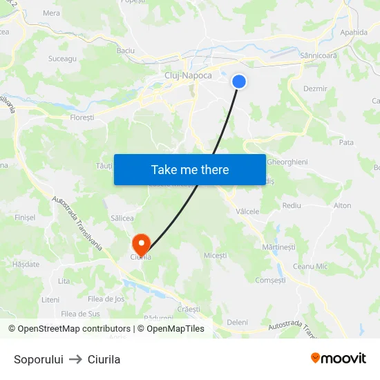 Soporului to Ciurila map