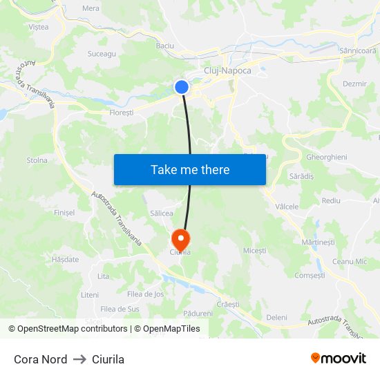 Cora Nord to Ciurila map