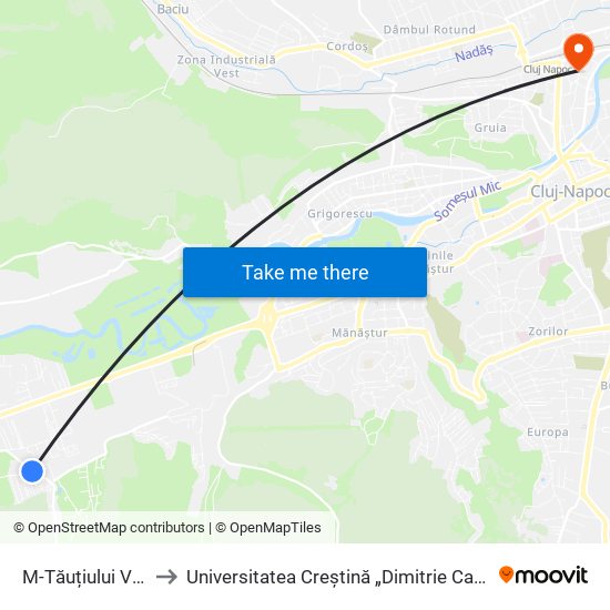 M-Tăuțiului Vest (Florești) to Universitatea Creștină „Dimitrie Cantemir” - Facultatea De Drept map