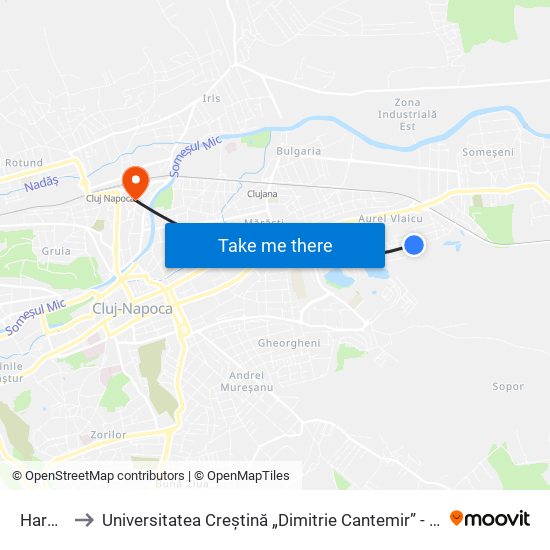 Harghita to Universitatea Creștină „Dimitrie Cantemir” - Facultatea De Drept map