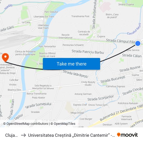 Clujana H. to Universitatea Creștină „Dimitrie Cantemir” - Facultatea De Drept map