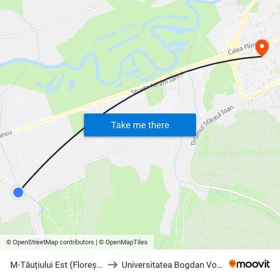 M-Tăuțiului Est (Florești) to Universitatea Bogdan Vodă map
