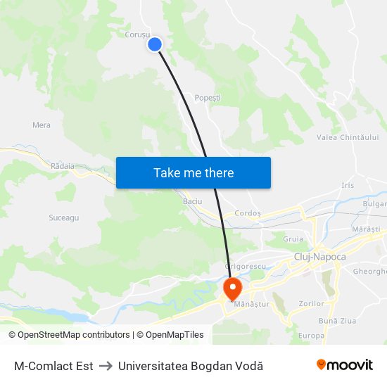 M-Comlact Est to Universitatea Bogdan Vodă map