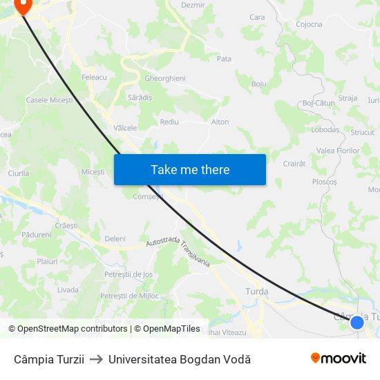 Câmpia Turzii to Universitatea Bogdan Vodă map