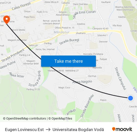 Eugen Lovinescu Est to Universitatea Bogdan Vodă map