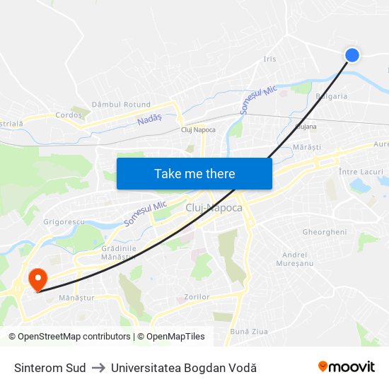 Sinterom Sud to Universitatea Bogdan Vodă map