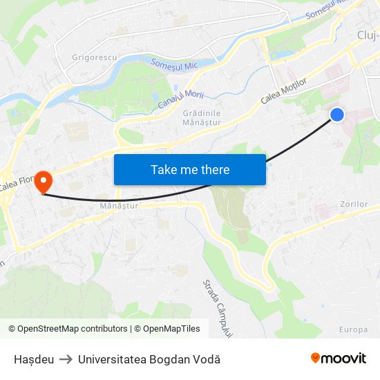 Hașdeu to Universitatea Bogdan Vodă map