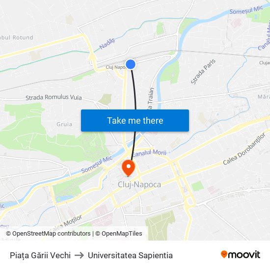 Piața Gării Vechi to Universitatea Sapientia map