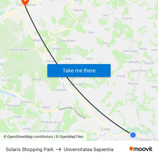 Solaris Shopping Park to Universitatea Sapientia map