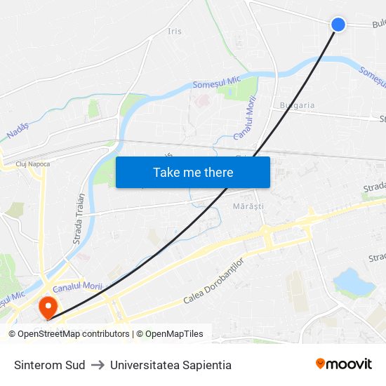 Sinterom Sud to Universitatea Sapientia map