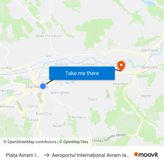 Piața Avram Iancu to Aeroportul Internațional Avram Iancu Cluj map